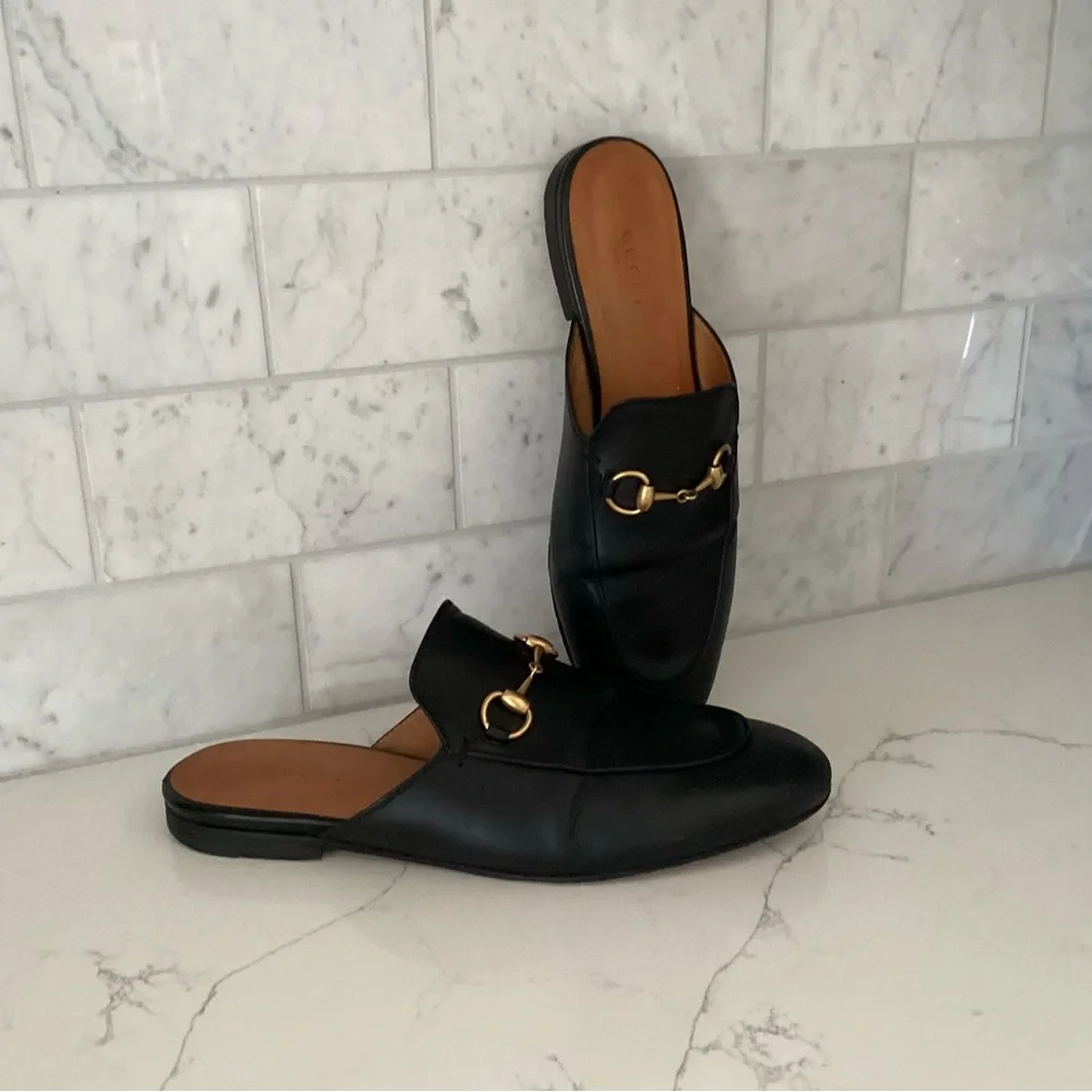 Gucci Princetown Leather Mules, Size 37.5 - Picture 3 of 13